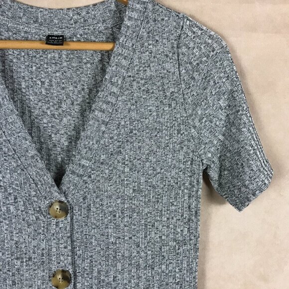 Gray Button-Front Midi Dress NEW Size Small (4) - Picture 4 of 10